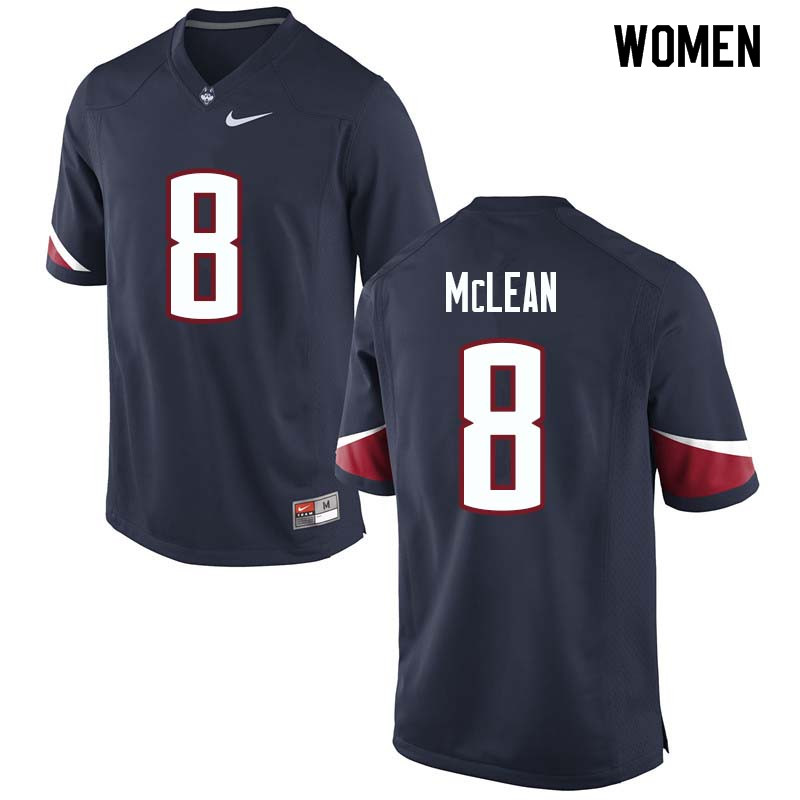 Women #8 Aaron McLean Uconn Huskies College Football Jerseys Sale-Navy - Click Image to Close